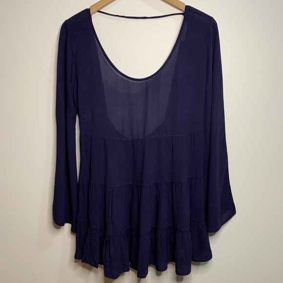 Cherish Peasant Top Navy Blue Large Long Sleeve - Picture 11 of 12